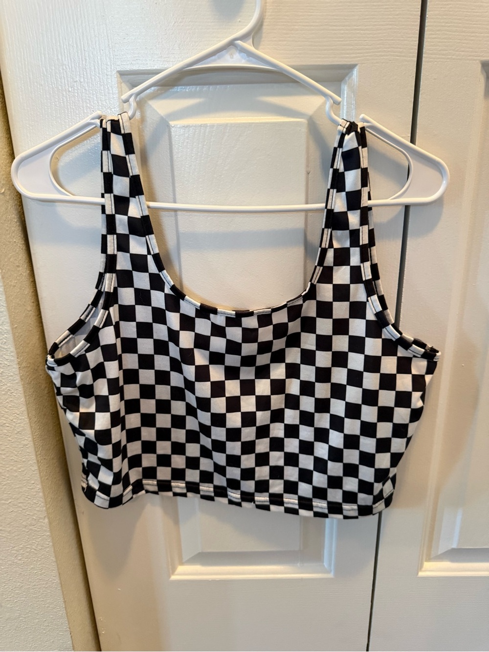 SHEIN Black and White Checkered Crop Tank Top